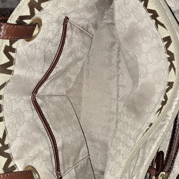 Michael Kors signature fabric / leather "jet set" large tote - browns - Picture 5 of 11